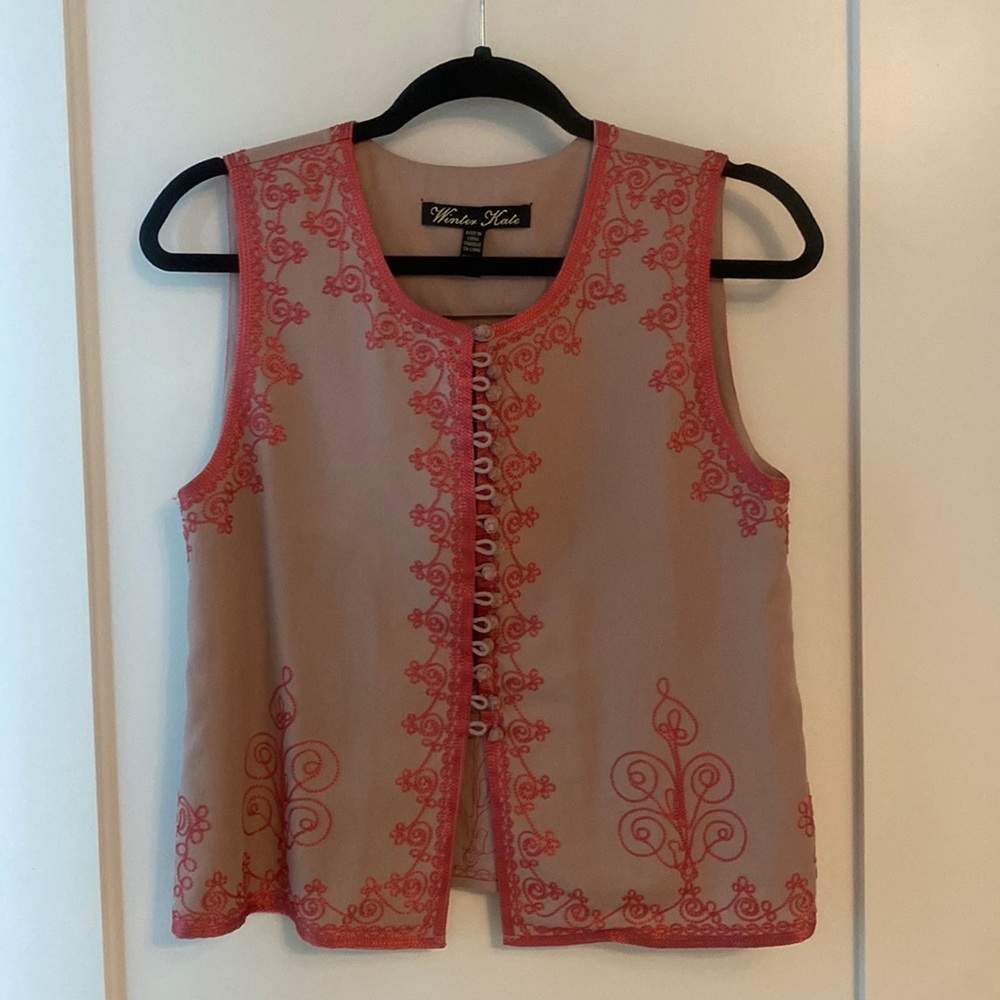 Winter Kate Ranji Embroidered Button Up Top Vest